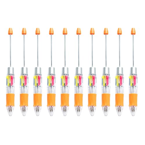 ZHAPEG Mehrfarbiger Kugelschreiber, 4 Farben in 1, Perlenstift, 4 Farben in 1, einziehbarer Kugelschreiber für Schüler und Lehrer, 10 Stück von ZHAPEG