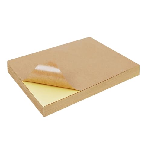 ZHAPEG Selbstklebende Papieretiketten, Briefgröße, bedruckbares Aufkleberpapier für Adressversand, Versand, 210 x 297 mm, 100 Blatt von ZHAPEG