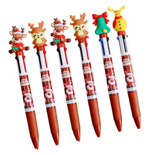 ZHAPEG Shuttle-Stift, Weihnachts-Kugelschreiber, 4-in-1, mehrfarbiger Stift, Büro- und Schulbedarf für glattes Schreiben, 6 Stück ZHAPEG Shuttle-Stift, Weihnachts-Kugelschreiber, 4-in-1, mehrfarbiger Stift, Büro- und Schulbedarf für glattes Schreiben, 6 Stück von ZHAPEG