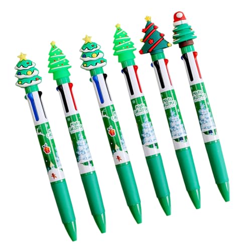 ZHAPEG Shuttle-Stift, Weihnachts-Kugelschreiber, 4-in-1, mehrfarbiger Stift, Büro- und Schulbedarf für glattes Schreiben, 6 Stück ZHAPEG Shuttle-Stift, Weihnachts-Kugelschreiber, 4-in-1, mehrfarbiger Stift, Büro- und Schulbedarf für glattes Schreiben, 6 Stück von ZHAPEG