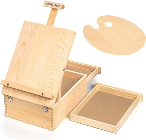 ZHCHAO Tischstaffelei aus Holz, Ölgemäldebox aus Massivholz, spezielle Skizzenmalbox von ZHCHAO