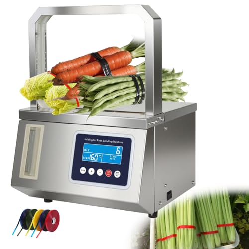 ZHDANB Gemüse-Umreifungsmaschine,automatische OPP-bandumreifungsmaschineeinstellbare Spannung, 220 V/110 V, Edelstahl,für Agrarverpackungen, Großküchen, Frischwarenbündelung 110V60Hz von ZHDANB