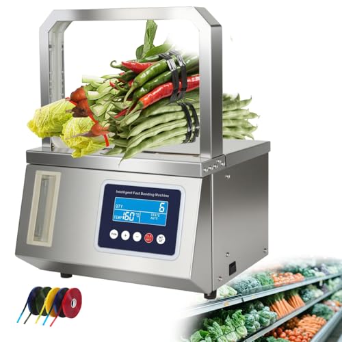 ZHDANB Gemüse-Umreifungsmaschine,automatische OPP-bandumreifungsmaschineeinstellbare Spannung, 220 V/110 V, Edelstahl,für Agrarverpackungen, Großküchen, Frischwarenbündelung 110V60Hz von ZHDANB