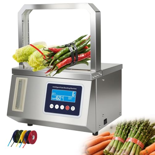 ZHDANB Gemüse-Umreifungsmaschine,automatische OPP-bandumreifungsmaschineeinstellbare Spannung, 220 V/110 V, Edelstahl,für Agrarverpackungen, Großküchen, Frischwarenbündelung 110V60Hz von ZHDANB