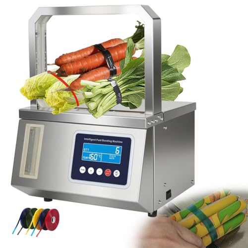 ZHDANB Gemüse-Umreifungsmaschine,automatische OPP-bandumreifungsmaschineeinstellbare Spannung, 220 V/110 V, Edelstahl,für Agrarverpackungen, Großküchen, Frischwarenbündelung 110V60Hz von ZHDANB