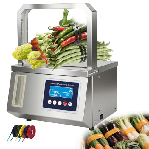 ZHDANB Gemüse-Umreifungsmaschine,automatische OPP-bandumreifungsmaschineeinstellbare Spannung, 220 V/110 V, Edelstahl,für Agrarverpackungen, Großküchen, Frischwarenbündelung 110V60Hz von ZHDANB
