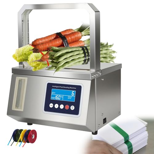 ZHDANB Gemüse-Umreifungsmaschine,automatische OPP-bandumreifungsmaschineeinstellbare Spannung, 220 V/110 V, Edelstahl,für Agrarverpackungen, Großküchen, Frischwarenbündelung 110V60Hz von ZHDANB