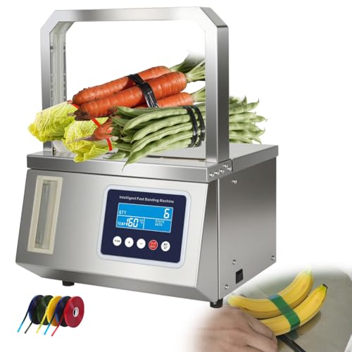 ZHDANB Gemüse-Umreifungsmaschine,automatische OPP-bandumreifungsmaschineeinstellbare Spannung, 220 V/110 V, Edelstahl,für Agrarverpackungen, Großküchen, Frischwarenbündelung 220V50Hz von ZHDANB
