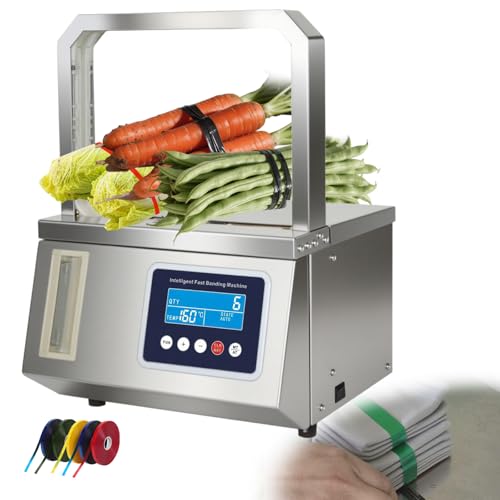 ZHDANB Gemüse-Umreifungsmaschine,automatische OPP-bandumreifungsmaschineeinstellbare Spannung, 220 V/110 V, Edelstahl,für Agrarverpackungen, Großküchen, Frischwarenbündelung 220V50Hz von ZHDANB