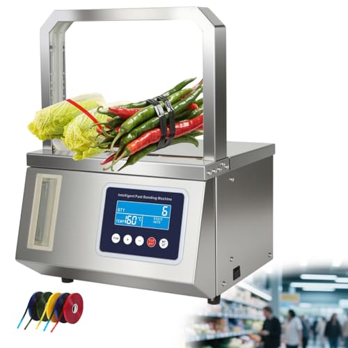 ZHDANB Gemüse-Umreifungsmaschine,einstellbare Spannung, 220 V/110 V, Edelstahl,automatische OPP-bandumreifungsmaschinefür Agrarverpackungen, Großküchen, Frischwarenbündelung 110V60Hz von ZHDANB