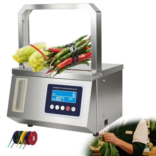 ZHDANB Gemüse-Umreifungsmaschine,einstellbare Spannung, 220 V/110 V, Edelstahl,automatische OPP-bandumreifungsmaschinefür Agrarverpackungen, Großküchen, Frischwarenbündelung 110V60Hz von ZHDANB