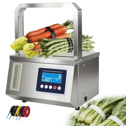 ZHDANB Gemüse-Umreifungsmaschine,einstellbare Spannung, 220 V/110 V, Edelstahl,automatische OPP-bandumreifungsmaschinefür Agrarverpackungen, Großküchen, Frischwarenbündelung 110V60Hz von ZHDANB