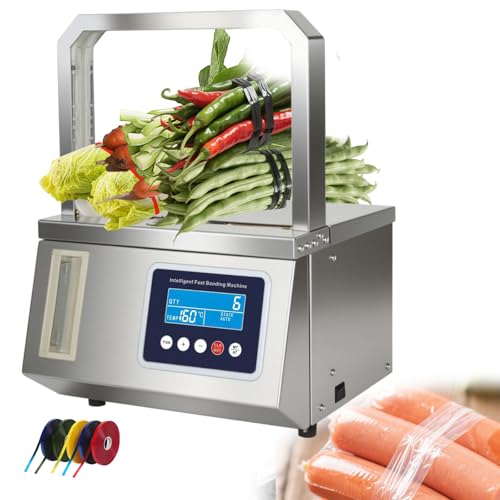 ZHDANB Gemüse-Umreifungsmaschine,einstellbare Spannung, 220 V/110 V, Edelstahl,automatische OPP-bandumreifungsmaschinefür Agrarverpackungen, Großküchen, Frischwarenbündelung 110V60Hz von ZHDANB