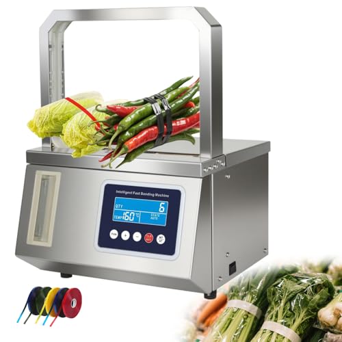 ZHDANB Gemüse-Umreifungsmaschine,einstellbare Spannung, 220 V/110 V, Edelstahl,automatische OPP-bandumreifungsmaschinefür Agrarverpackungen, Großküchen, Frischwarenbündelung 110V60Hz von ZHDANB