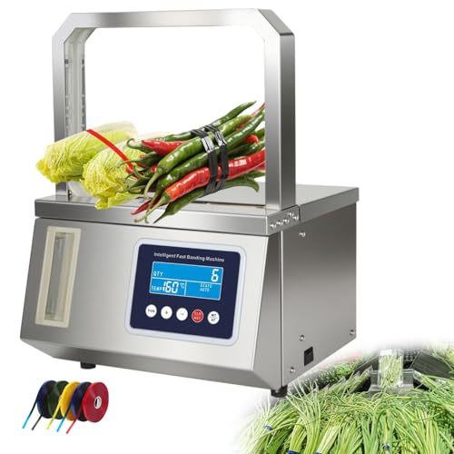 ZHDANB Gemüse-Umreifungsmaschine,einstellbare Spannung, 220 V/110 V, Edelstahl,automatische OPP-bandumreifungsmaschinefür Agrarverpackungen, Großküchen, Frischwarenbündelung 110V60Hz von ZHDANB