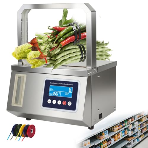 ZHDANB Gemüse-Umreifungsmaschine,einstellbare Spannung, 220 V/110 V, Edelstahl,automatische OPP-bandumreifungsmaschinefür Agrarverpackungen, Großküchen, Frischwarenbündelung 220V50Hz von ZHDANB