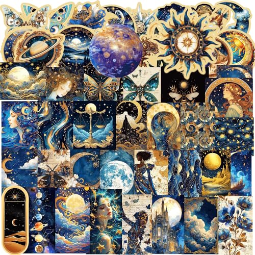ZHEN DEKO 50 Stück Aufkleber Universum Cooles Stickers Wasserfeste Aufkleber Wasserdicht Vinyl Stickers Vinyl Sticker set für Laptop Motorrad Helm Journal Kindle Koffer Scrapbook(Cooles Sticker) von ZHEN DEKO