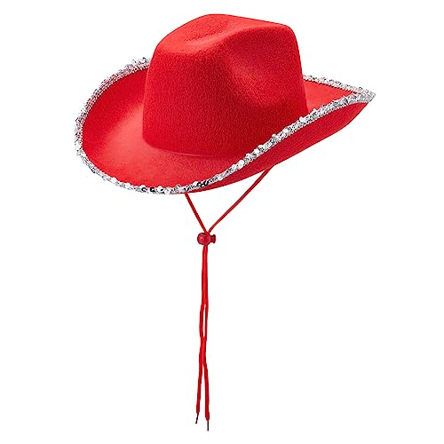 ZHENGCI Pailletten-Krempe Hut für Damen, Hochzeit, Party, Requisiten, Junggesellinnenabschied, Westernhut für Braut ZHENGCI Pailletten-Krempe Hut für Damen, Hochzeit, Party, Requisiten, Junggesellinnenabschied, Westernhut für Braut von ZHENGCI