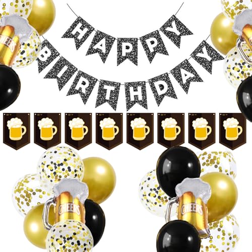 ZHENGYE Schwarzes Bier Geburtstag Party Dekorationen Bierglas Girlande Happy Birthday Banner Bier Motto Party für Männer Frauen Geburtstagsdekorationen ZHENGYE Schwarzes Bier Geburtstag Party Dekorationen Bierglas Girlande Happy Birthday Banner Bier Motto Party für Männer Frauen Geburtstagsdekorationen von ZHENGYE