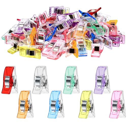 130 Stück Nähklammern, Stoffklammern zum Nähen Clips, Mehrfarbig Kunststoff Klammern Nähclips für Nähen Zubehöre Häkeln Nähmaschinenhelfer Quilting Clip von ZHENGYYUU