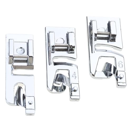 3 Stück/Set gerollte Säume, Nähfuß, schmale Füße, Saum-Set, 3 mm, 4 mm, 6 mm, Saum-Druckfüße für Nähmaschinen von ZHENNB