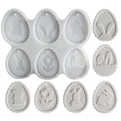 Silikonform zum einfachen Entformen von einzigartigen Hasen, Eiern, Anhängern, Osterdekoration, Hasen, Ornamenten von ZHENNB