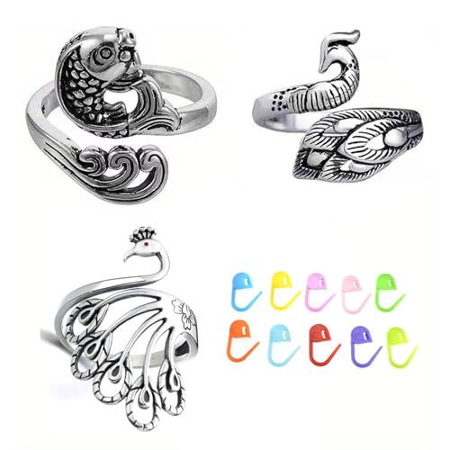 ZHENNB Strickschlaufe Häkelringe mit Stichmarker, verstellbare Häkelringe, Fingerhut, Metallgarnführung zum Basteln ZHENNB Strickschlaufe Häkelringe mit Stichmarker, verstellbare Häkelringe, Fingerhut, Metallgarnführung zum Basteln von ZHENNB