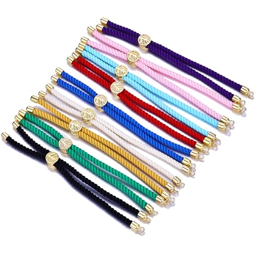 9 x geflochtene Nylonschnur-Armbänder zur Herstellung von verstellbaren Schieber-Armbändern mit goldenen Messing-Fundstücken für DIY-Schmuckherstellungszubehör 9 x geflochtene Nylonschnur-Armbänder zur Herstellung von verstellbaren Schieber-Armbändern mit goldenen Messing-Fundstücken für DIY-Schmuckherstellungszubehör von ZHENYIN