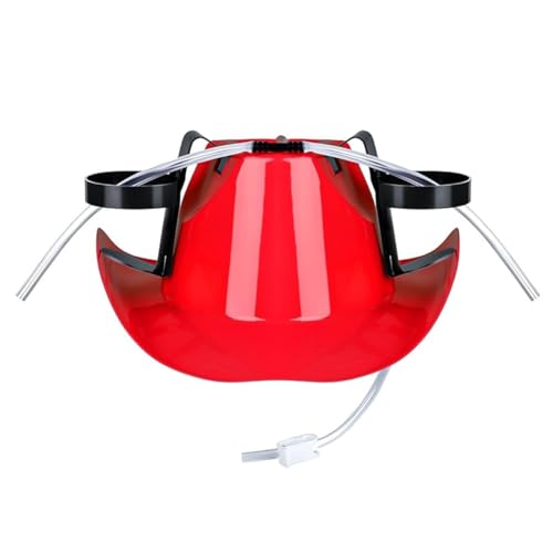 ZHER-LU Junggesellenabschied Drinkin Hut, Bierhut mit Strohhalmen, perfekter Bierhelm für Partyspiele, einzigartiges Partyzubehör für Erwachsene (Rot) von ZHER-LU