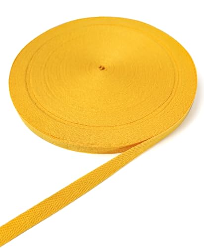 ZHFMLY Baumwoll-Twill-Band – 45,7 m x 0,95 cm, Gurtband, Fischgrätenband zum Nähen, Basteln, Krawatten, Dekoration, überzogene Kanten, lichtecht, DIY, Kleidung, Stoffbesatz (Gold) von ZHFMLY