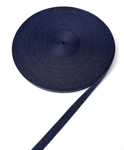 ZHFMLY Baumwoll-Twill-Band – 45,7 m x 0,95 cm, Gurtband, Fischgrätenband zum Nähen, Basteln, Krawatten, Dekoration, überzogene Kanten, lichtecht, DIY, Kleidung, Stoffbesatz (Marineblau) von ZHFMLY