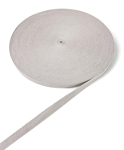 ZHFMLY Baumwoll-Twill-Band – 45,7 m x 0,95 cm, Gurtband, Fischgrätenband zum Nähen, Basteln, Krawatten, Dekoration, überzogene Kanten, lichtecht, DIY, Kleidung, Stoffbesatz (grau) von ZHFMLY