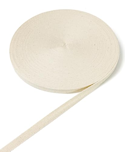 ZHFMLY Baumwoll-Twill-Band – 45,7 m x 0,95 cm, Gurtband, Fischgrätenband zum Nähen, Basteln, Krawatten, Dekoration, überzogene Kanten, lichtecht, DIY, Kleidung, Stoffbesatz (natürlich) von ZHFMLY
