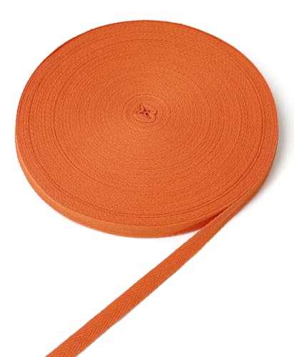 ZHFMLY Baumwoll-Twill-Band – 45,7 m x 0,95 cm, Gurtband, Fischgrätenband zum Nähen, Basteln, Krawatten, Dekoration, überzogene Kanten, lichtecht, DIY, Kleidung, Stoffbesatz (orange) von ZHFMLY
