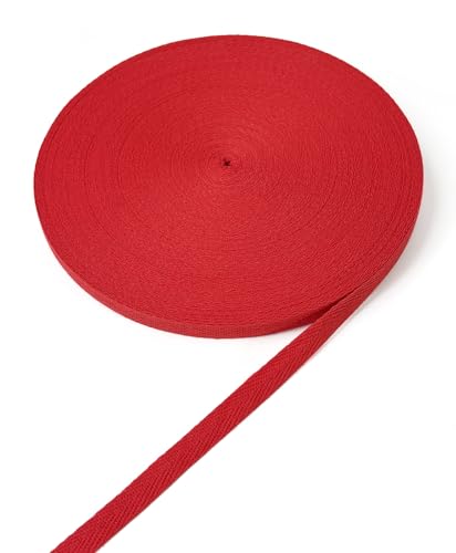 ZHFMLY Baumwoll-Twill-Band – 45,7 m x 0,95 cm, Gurtband, Fischgrätenband zum Nähen, Basteln, Krawatten, Dekoration, überzogene Kanten, lichtecht, DIY, Kleidung, Stoffbesatz (rot) von ZHFMLY