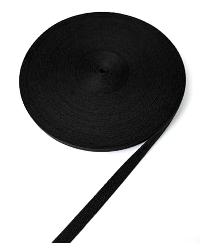 ZHFMLY Baumwoll-Twill-Band – 45,7 m x 0,95 cm, Gurtband, Fischgrätenband zum Nähen, Basteln, Krawatten, Dekoration, überzogene Kanten, lichtecht, DIY, Kleidung, Stoffbesatz (schwarz) von ZHFMLY