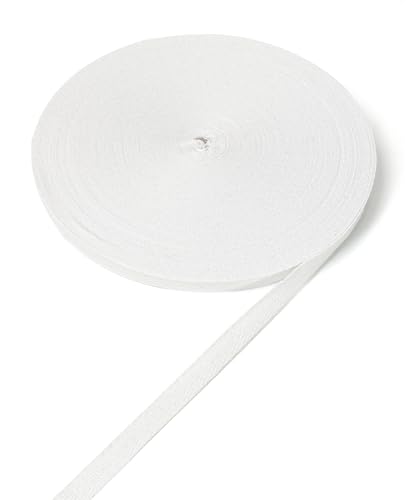 ZHFMLY Baumwoll-Twill-Band – 45,7 m x 0,95 cm, Gurtband, Fischgrätenband zum Nähen, Basteln, Krawatten, Dekoration, überzogene Kanten, lichtecht, DIY, Kleidung, Stoffbesatz (weiß) von ZHFMLY