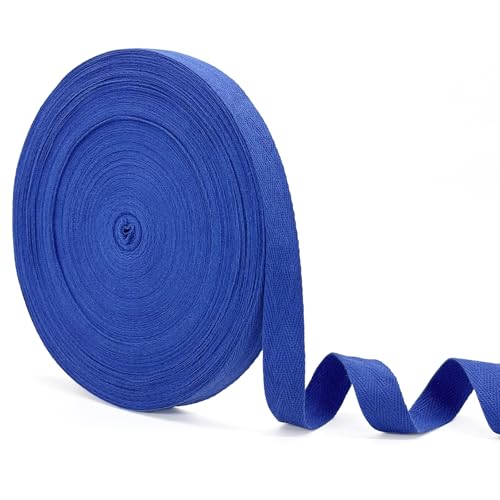 ZHFMLY Baumwoll-Twill-Band – 45,7 m x 1,6 cm, Gurtband, Fischgrätenband zum Nähen, Basteln, Krawatten, Dekoration, überzogene Kanten, lichtecht, DIY, Kleidung, Stoffbesatz (blau) von ZHFMLY