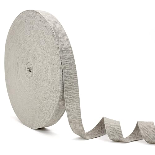 ZHFMLY Baumwoll-Twill-Band – 45,7 m x 1,6 cm, Gurtband, Fischgrätenband zum Nähen, Basteln, Krawatten, Dekoration, überzogene Kanten, lichtecht, DIY, Kleidung, Stoffbesatz (grau) von ZHFMLY