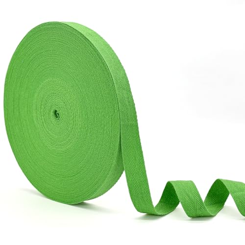 ZHFMLY Baumwoll-Twill-Band – 45,7 m x 1,6 cm, Gurtband, Fischgrätenband zum Nähen, Basteln, Krawatten, Dekoration, überzogene Kanten, lichtecht, DIY, Kleidung, Stoffbesatz (grün) von ZHFMLY