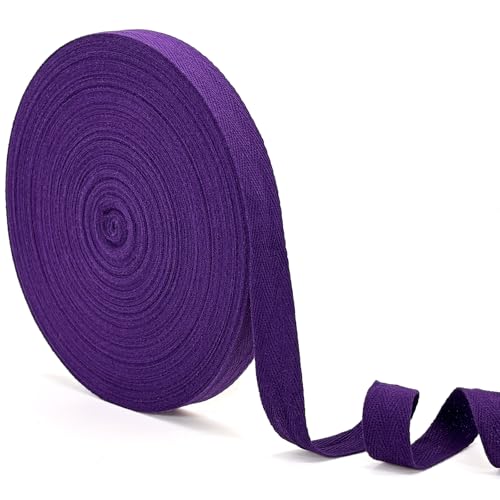 ZHFMLY Baumwoll-Twill-Band – 45,7 m x 1,6 cm, Gurtband, Fischgrätenband zum Nähen, Basteln, Krawatten, Dekoration, überzogene Kanten, lichtecht, DIY, Kleidung, Stoffbesatz (lila) von ZHFMLY