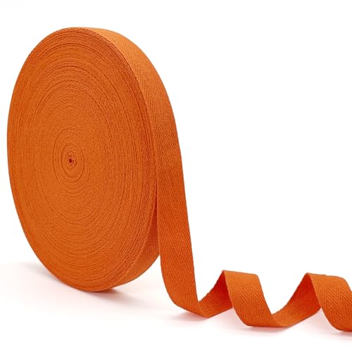 ZHFMLY Baumwoll-Twill-Band – 45,7 m x 1,6 cm, Gurtband, Fischgrätenband zum Nähen, Basteln, Krawatten, Dekoration, überzogene Kanten, lichtecht, DIY, Kleidung, Stoffbesatz (orange) von ZHFMLY