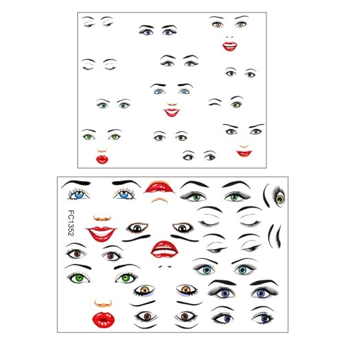 2 Blätter Gesichtsaufkleber Für Wasserflaschen Blumentöpfe Bücher Gesichtsaufkleber Gesichtsausdruck Ausdruck Augen Nasenaufkleber Gesicht Augen Augenbrauen Nasen Gesicht Ausdruck von ZHGFXIN