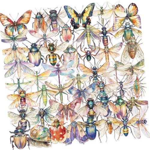 50 Blätter Aquarellaufkleber Belohnung Dekoratives Label Sammelalbum Gepäck Für Laptop Graffiti Belohnung Scrapbook Insekt von ZHGFXIN