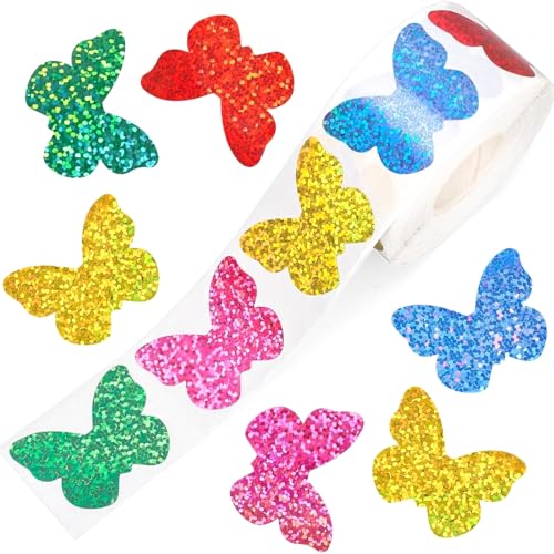 Geschenkaufkleber Schmetterlingsblumen Etiketten Glitzernde Dekorativ von ZHGFXIN