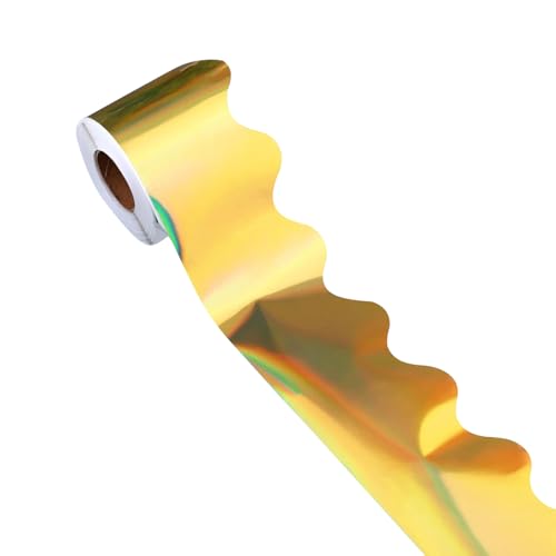 ZHGFXIN Gold Bulletin Board Border Fan Form Back To School Aufkleber Trim Für Klassenzimmer Gold Tric Lüftergeformte Bulletin Ränder Back To School Dekorationen von ZHGFXIN