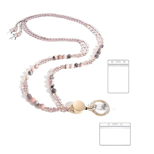 ZHGFXIN Perlen Lanyard Halskette Für Schlüssel Und Abzeichenkarte Natursteinkette Für Frauen Mit Brillenhalter Modezubehör von ZHGFXIN