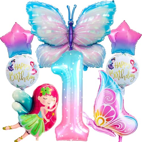 Schmetterling Luftballons， Bunte Schmetterling Folieballons ，Schmetterling geburtstag deko 1 jahre, Schmetterlingsballons Geburtstagsdeko,1. Kinder Mädchen Geburtstag Schmetterling Themen Party von ZHGIUWER