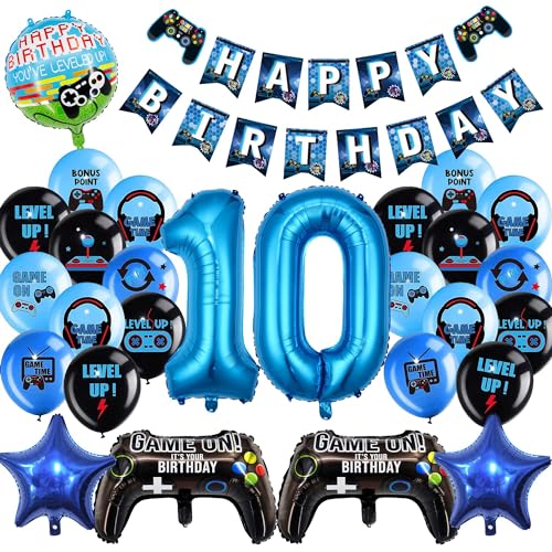 Videospiel Luftballon 10 Jahre, Videospiel 10. Geburtstag Dekorationen, Jungen Videospiel Blau Luftballon Geburstag Deko, 10. Gamer Deko Geburtstag, Für Kinder Videospiel Thema Party Zubehör von ZHGIUWER