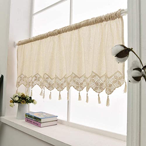 choicehot Landhausstil-Scheibengardinen-mit-Quaste Gardine Vintage Kurzvorhang Hohle Häkeln Spitze Kurzgardine Bistrogardine für Küche Wohnzimmer Vorhänge Beige, 45 x 150cm choicehot Landhausstil-Scheibengardinen-mit-Quaste Gardine Vintage Kurzvorhang Hohle Häkeln Spitze Kurzgardine Bistrogardine für Küche Wohnzimmer Vorhänge Beige, 45 x 150cm von ZHH